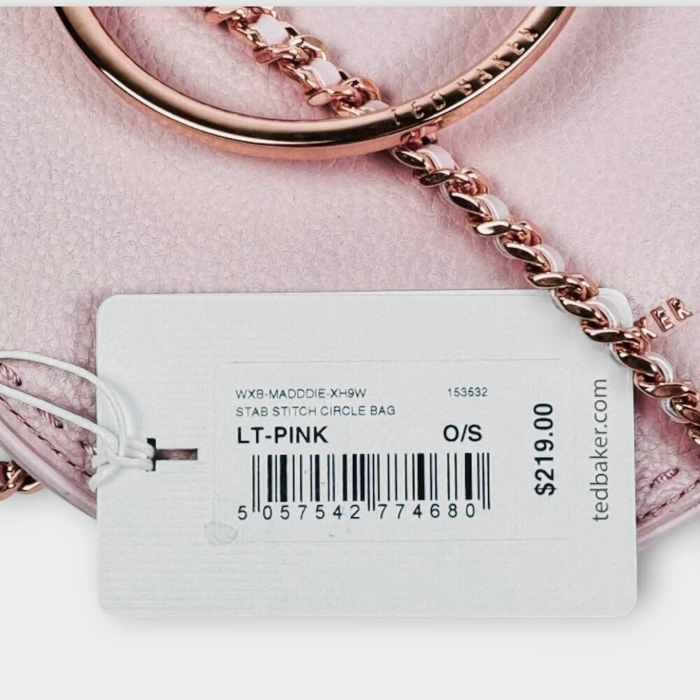 Ted Baker Maddie Circle Leather Crossbody Bag Pink Rose Gold Ring Handle NWT - Picture 9 of 14